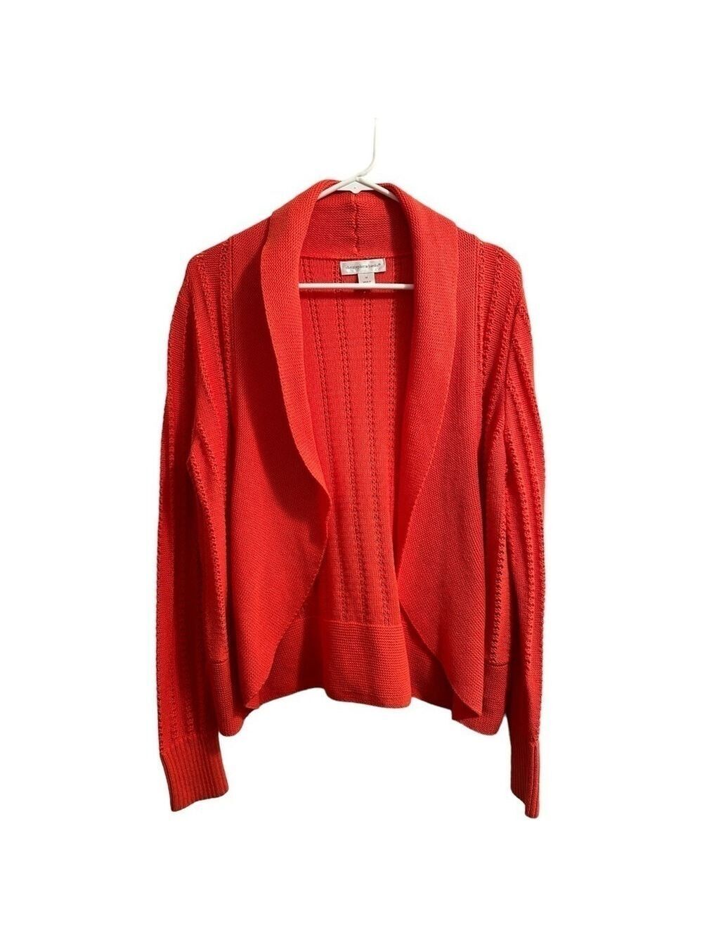 Christopher & Banks Ribbed 100% Cotton Knit Open Sweater Womens Medium Orange